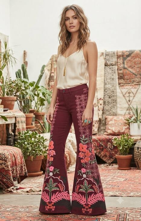 Jade Johnny Was Denim - Johnny Was Jade Caleta The Straight Flare Jean Red Floral Feminine Boho, size 27